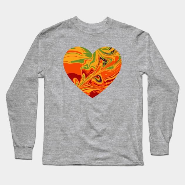 Warm Summer Abstract Melt Artwork Heart Long Sleeve T-Shirt by love-fi